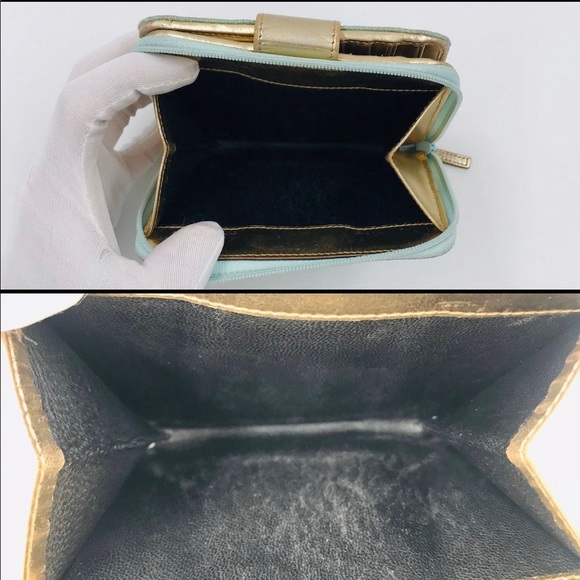 Gucci GG canvas mint green and gold leather wallet - Picture 12 of 13